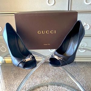 Gucci Black Open Toe Black Pump 38.5